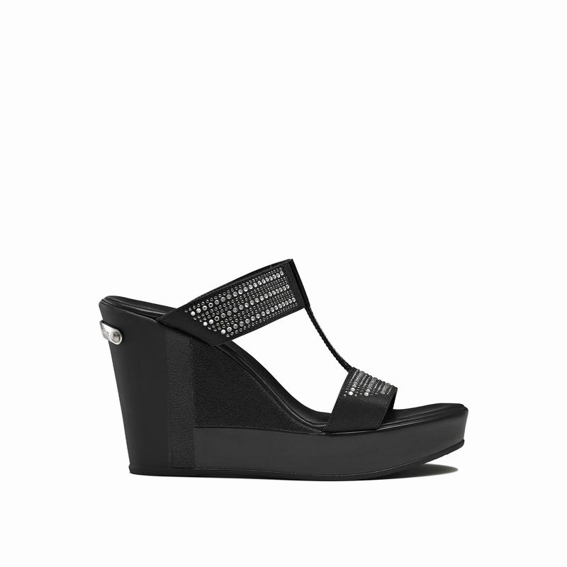 Russell & Bromley Stellamid Embellished Wedge Mules Women's Black [HJH1843TA]